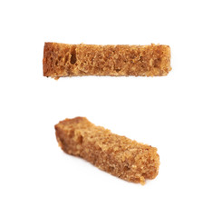 Single bread crouton isolated