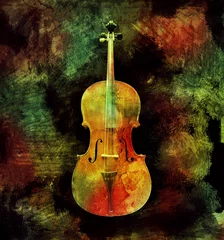 Afwasbaar Fotobehang Surrealisme Kleurrijke cello
