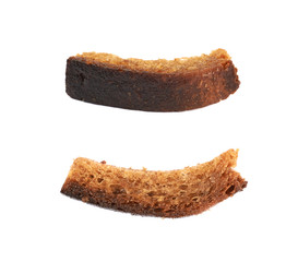 Single bread crouton isolated