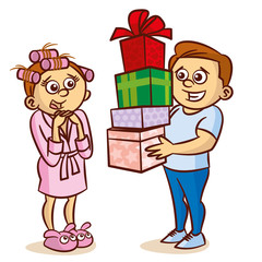 Man giving young woman gift