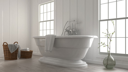Fototapeta na wymiar Stylish modern boat-shaped bathtub