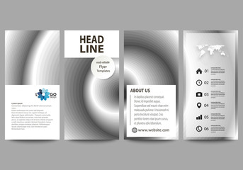 Flyers set, modern banners. Business templates. Cover design template, easy editable abstract vector layouts. Simple monochrome geometric pattern. Minimalistic background. Gray color shapes.