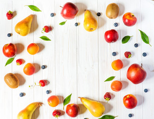 Fresh fruits on white background