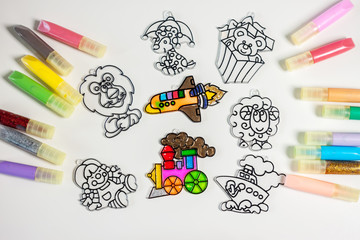 set of paints for stained glass