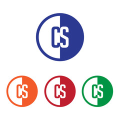 CS initial circle half logo blue,red,orange and green color