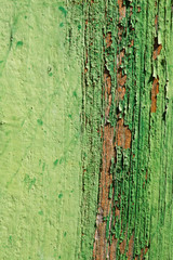 aged wooden plank with decayed green paint texture