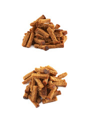 Pile of bread croutons