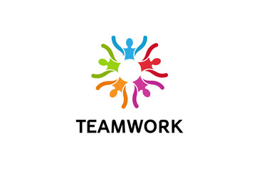 Fototapeta na wymiar Colorful People Group Team Logo Design Illustration