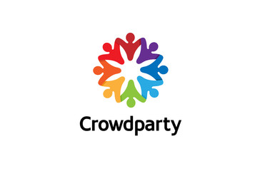 Fototapeta na wymiar Creative Colorful Crowd Logo Design Illustration