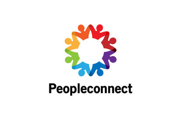 Creative Colorful Crowd Logo Design Illustration