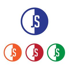 JS initial circle half logo blue,red,orange and green color