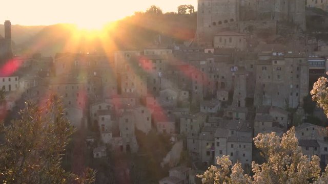 view at the old  famous tuff city Sorano
