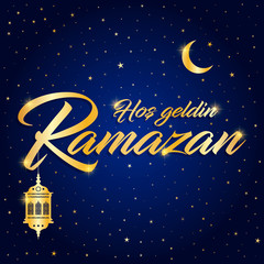 Obraz na płótnie Canvas ramazan bayrami, ramadan kareem. welcome ramadan greeting card vector illustration (turkish: hos geldin ramazan)