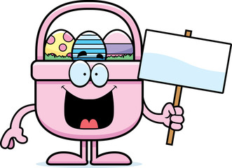 Cartoon Easter Basket Sign
