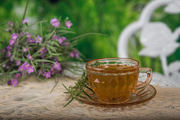 Cup of tea with flowers
