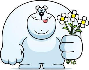Cartoon Polar Bear Flowers