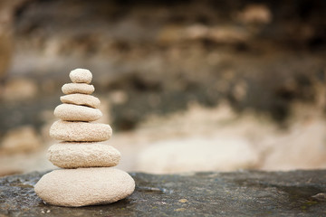 Zen stones, background ocean for the perfect meditation