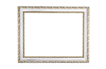Vintage old wooden frame. Isolated on white background