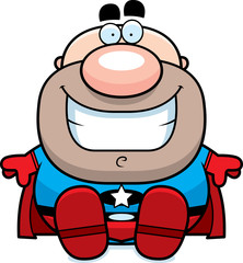 Cartoon Superhero Sitting