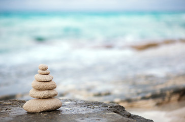Zen stones, background ocean for the perfect meditation