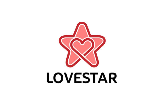 Creative Star And Heart Inside Symbol Logo Design Illustration