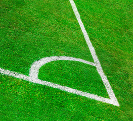 Fototapeta premium The Corner of the artificial grass soccer field