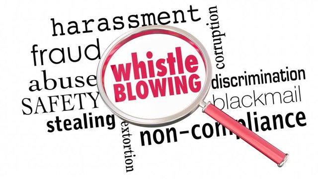 Whistle Blowing Report Crime Violation Breaking Laws Magnifying Glass 3d Animation