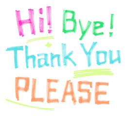 Set of hand drawn slogans. Lettering. Commonly used phrases and greetings by hand in marker drawn style.