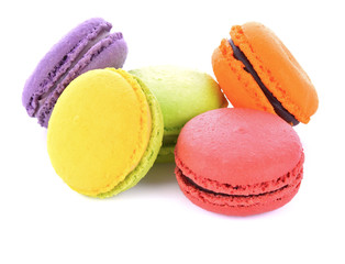 Macaroons on white background