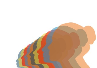 woman silhouettes in different colors.