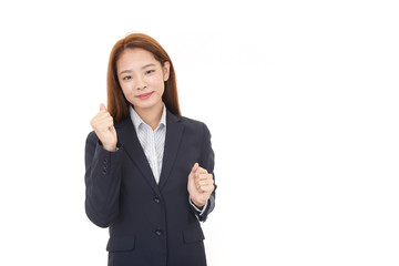 ガッツポーズのビジネスウーマン