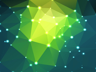 Bright yellow green geometric background with lights