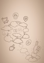 Cream background with cloud doodles