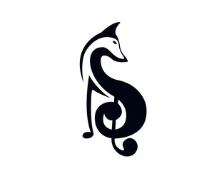 Modern Elegant Musical Dog G Clef Logo