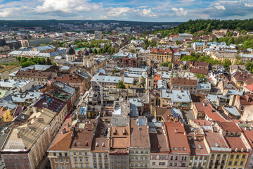Fototapeta na wymiar Aerial view of Lviv
