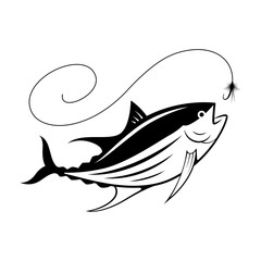 graphic fishing tuna, vector