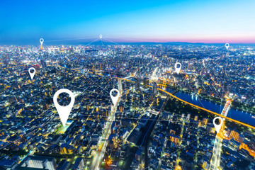 top view of modern intelligence city