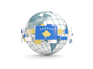 Globe with flag of kosovo isolated on white © Mikhail Mishchenko
