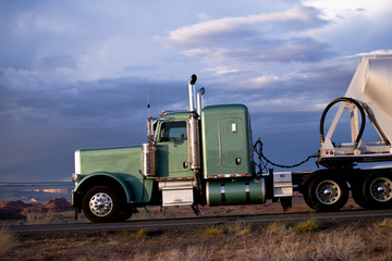 Elegant classic semi truck side view