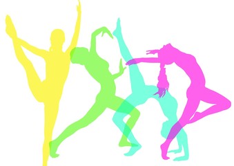 Fototapeta premium woman dancing. intense color silhouettes with opacity.
