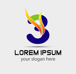 Obraz premium Number three 3 logo symbol design template elements 