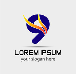 Number nine 9 logo icon template elements
