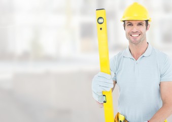 Construction Worker with spirit level 