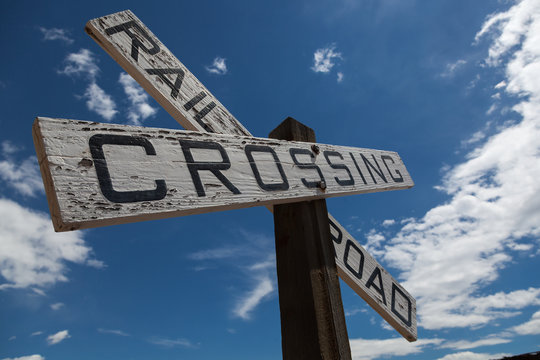 Old Wooden Railroad Crossing Sign