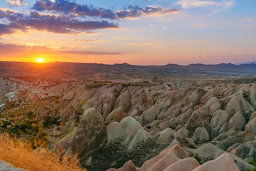 Sunset over Red valley in Cappadocia. Turkey