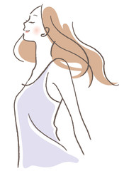 女性　横顔　深呼吸