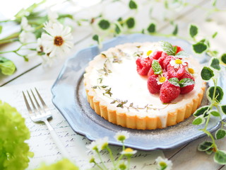 ラズベリーのチーズケーキ