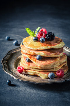 Tasty american pancakes for breakfast in the morning