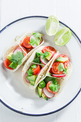 Vegetarian tacos as a snack for a party