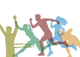 Fototapeta na wymiar Runners color silhouettes.